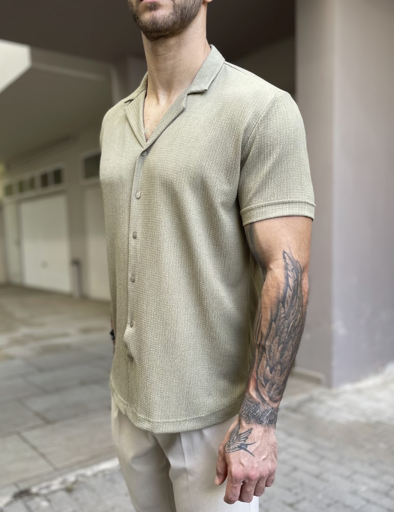 Ανδρικό χακί κοντομάνικο πουκάμισο TST1310X φωτογραφία